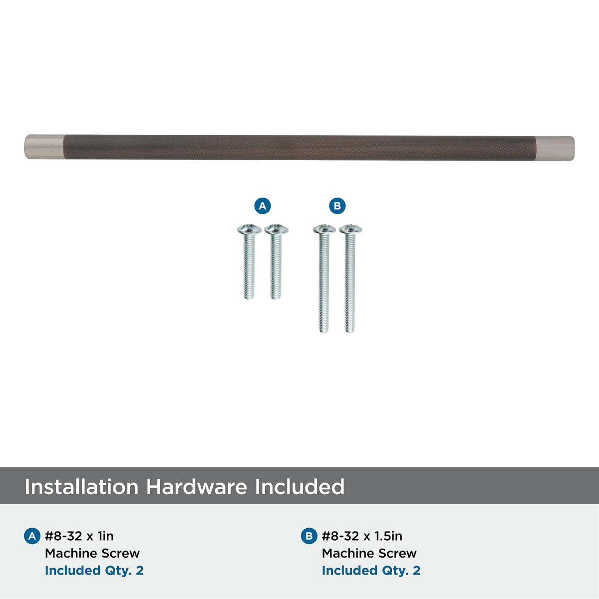 Amerock Cabinet Pull Satin Nickel/Oil-Rubbed Bronze 12-5/8 inch (320 mm) Center to Center Esquire 1 Pack Drawer Pull Drawer Handle Cabinet Hardware