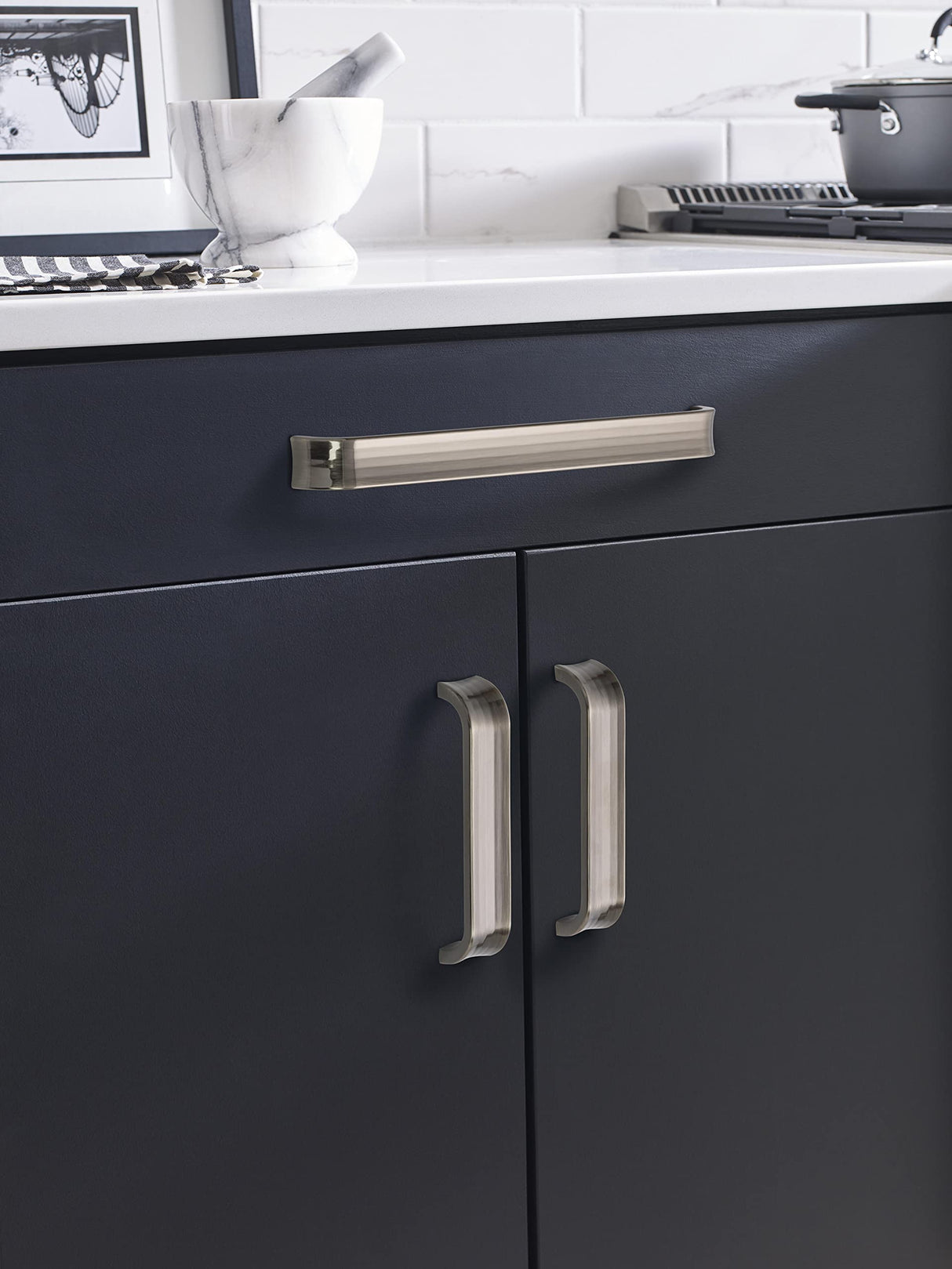 Amerock Cabinet Pull Gunmetal 10-1/16 inch (256 mm) Center to Center Concentric 1 Pack Drawer Pull Drawer Handle Cabinet Hardware
