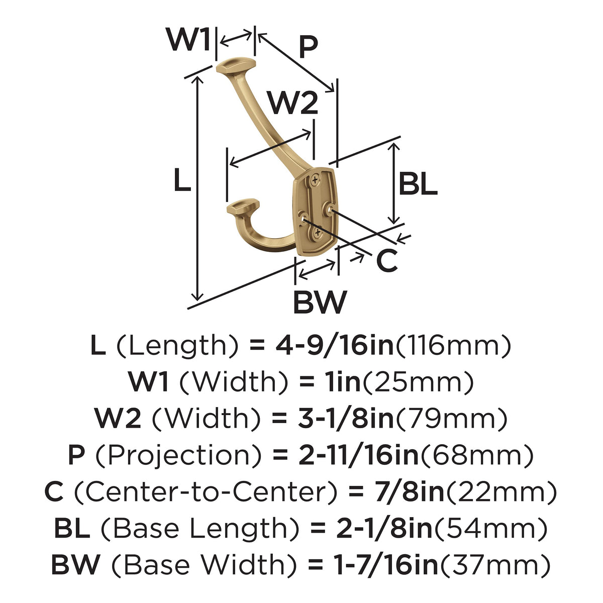Amerock H37004CZ Vicinity Triple Prong Decorative Wall Hook Champagne Bronze Hook for Coats, Hats, Backpacks, Bags Hooks for Bathroom, Bedroom, Closet, Entryway, Laundry Room, Office