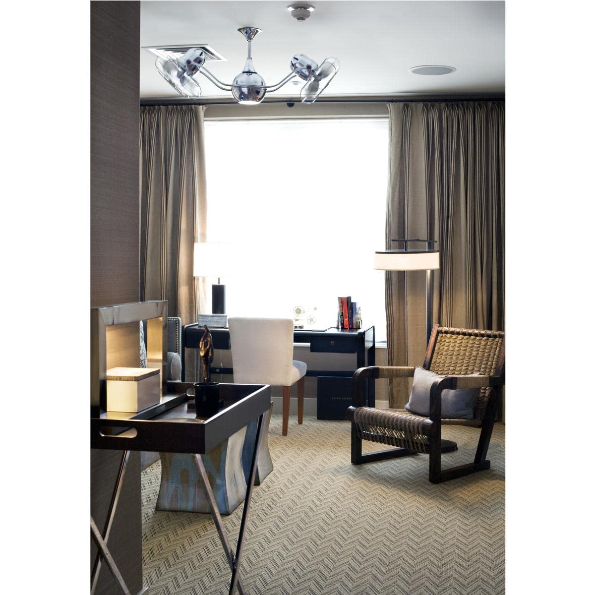 Matthews Fan VB-CR-MTL Vent-Bettina 360° dual headed rotational ceiling fan in polished chrome finish with metal blades.