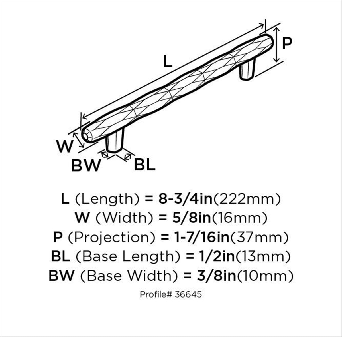 Amerock Cabinet Pull Polished Nickel 6-5/16 inch (160 mm) Center to Center St. Vincent 1 Pack Drawer Pull Drawer Handle Cabinet Hardware