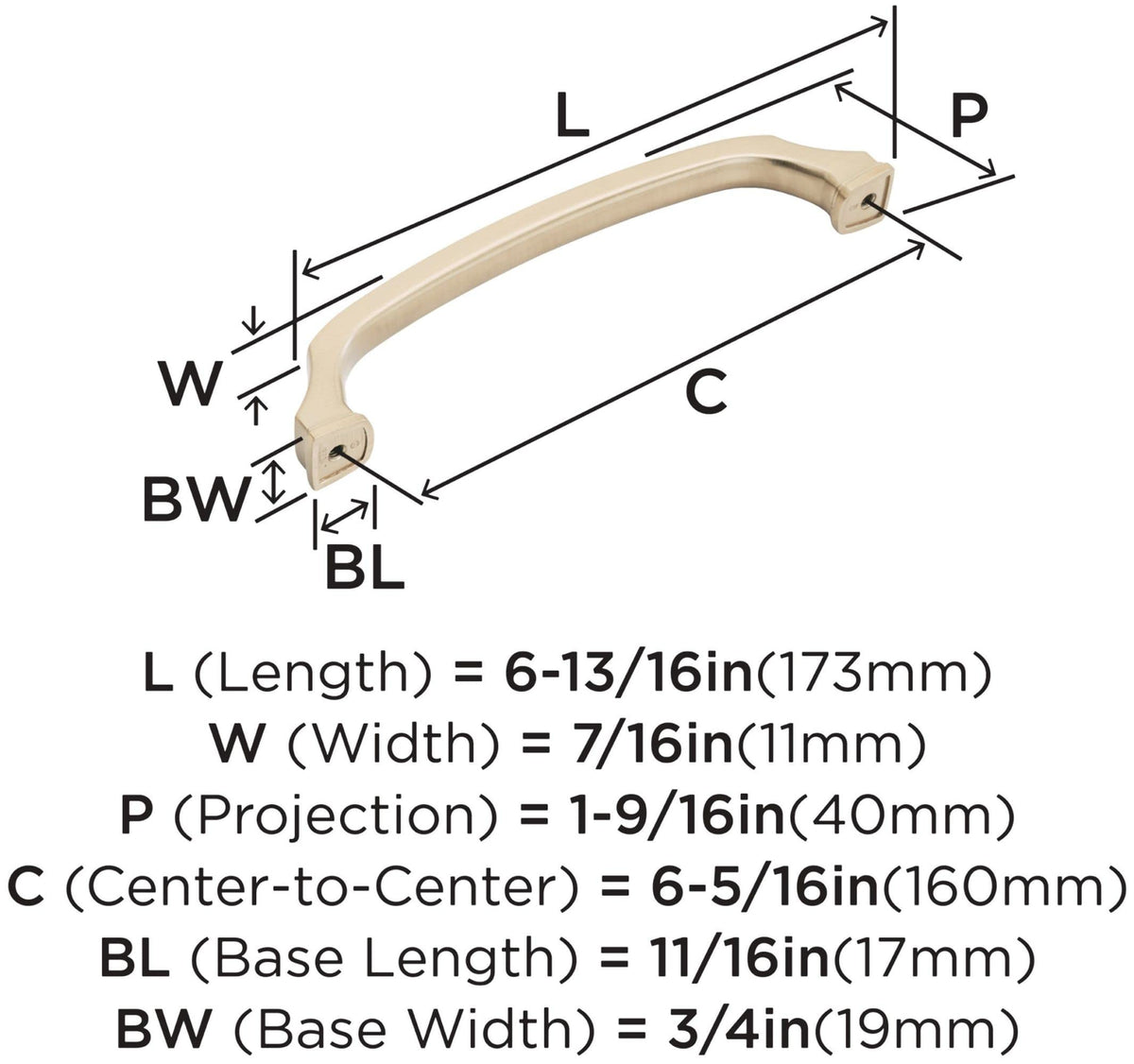 Amerock Cabinet Pull Champagne Bronze 6-5/16 inch (160 mm) Center to Center Revitalize 1 Pack Drawer Pull Drawer Handle Cabinet Hardware