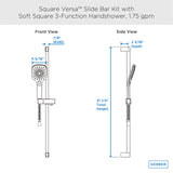 Gerber D461738BS Versa Square 30" Slide Bar Assembly With Soft Square 3-FUNCTION...