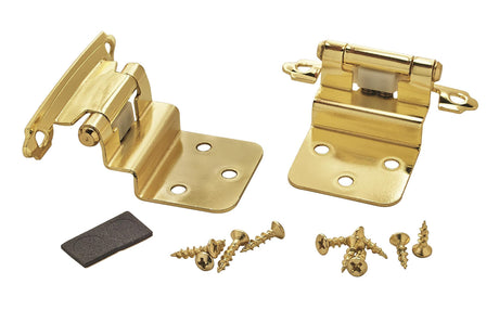 Amerock Cabinet Hinge 3/8 inch (10 mm) Inset Hinge Polished Brass 2 Pack Self-Closing Hinge Face Mount Hinge Cabinet Door Hinge