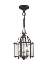 Livex Lighting 4403-07 Home Basics 3 Light Bronze Hanging Lantern or Flush Mount Chandelier with Clear Beveled Glass