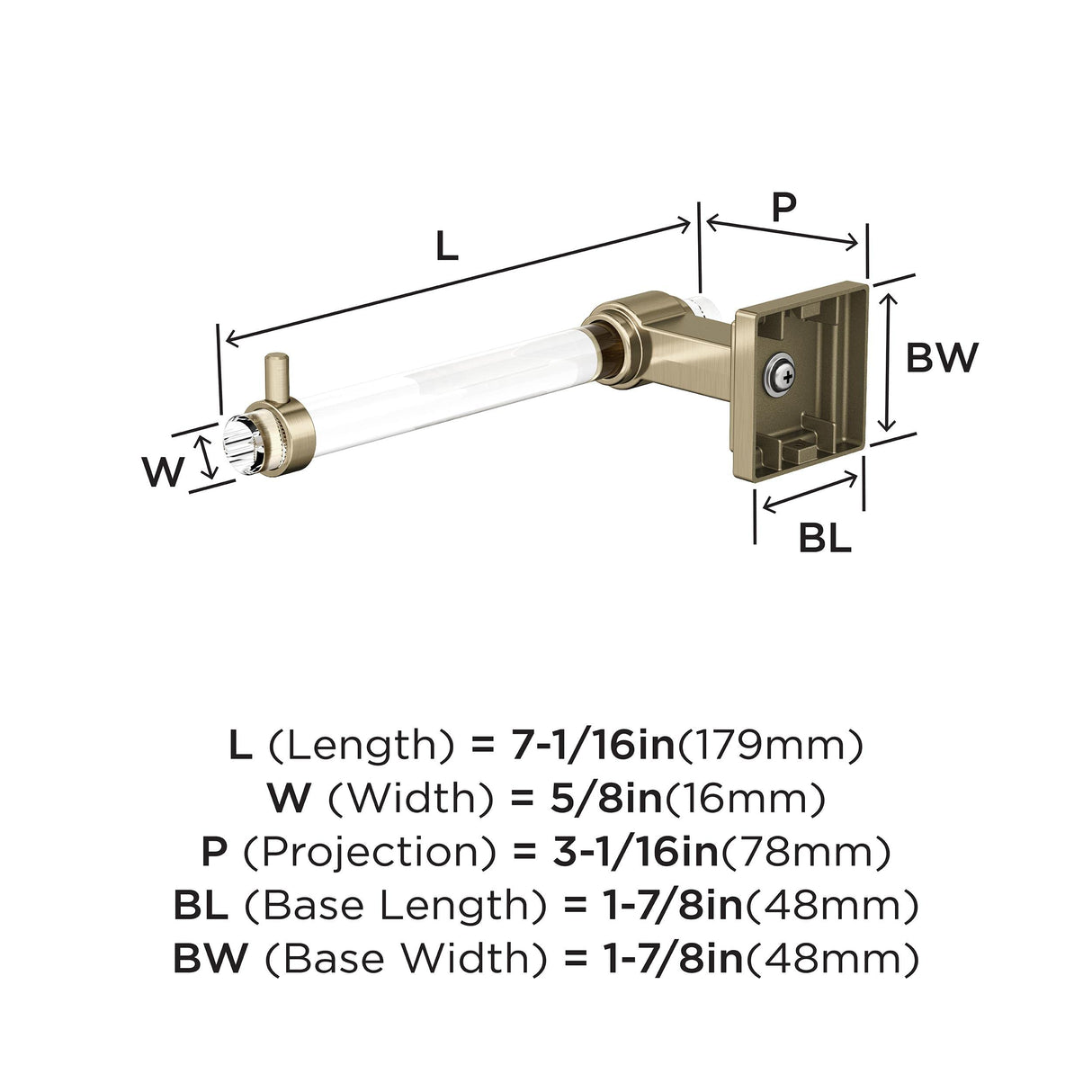 Amerock BH36061CBBZ Clear/Golden Champagne Single Post Toilet Paper Holder 7-1/16 in. (179 mm) Toilet Tissue Holder Glacio Bath Tissue Holder Bathroom Hardware Bath Accessories