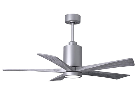Matthews Fan PA5-BN-BW-52 Patricia-5 five-blade ceiling fan in Brushed Nickel finish with 52” solid barn wood tone blades and dimmable LED light kit 
