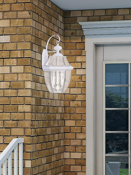 Livex Lighting 2351-03 Outdoor Wall Lantern with Clear Beveled Glass Shades, White