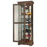 Howard Miller Martindale IV Curio Cabinet 680-635 - Aged Auburn Finish Home Decor, Six Shelves, Seven Level Display Case, Locking Slide Door, Halogen Light Switch
