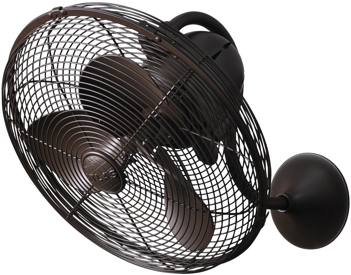Matthews Fan LL-TB Laura 90° oscillating 3-speed wall fan in textured bronzed finish.