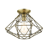 Livex Lighting 46248-01 Geometric Collection 1-Light Flush Mount Ceiling Light, Antique Brass