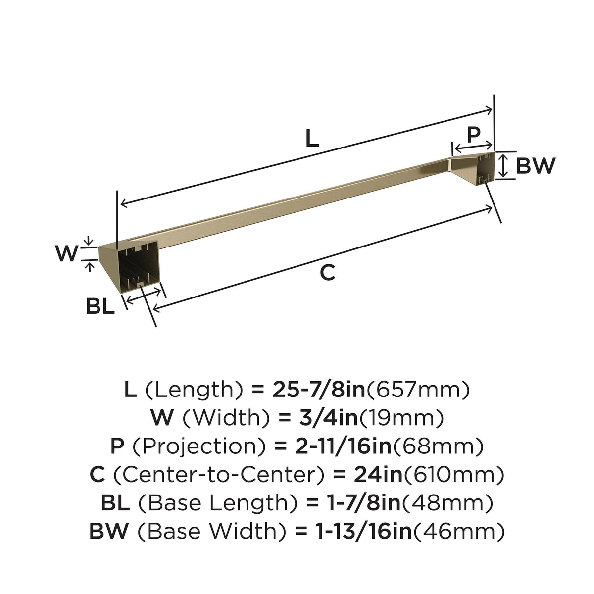 Amerock BH36004BBZ Golden Champagne Towel Bar 24 in (610 mm) Towel Rack Blackrock Bathroom Towel Holder Bathroom Hardware Bath Accessories