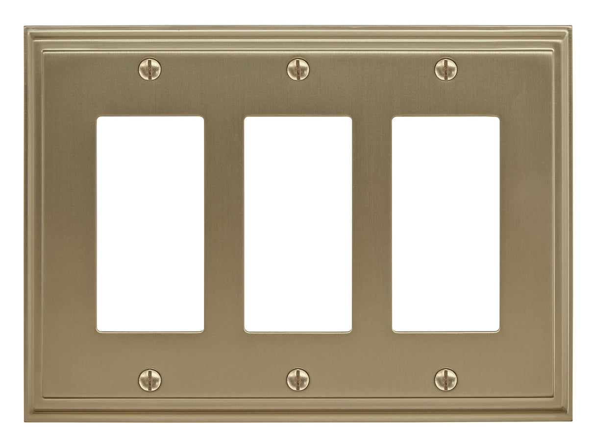Amerock Wall Plate Golden Champagne 3 Rocker Switch Plate Cover Mulholland 1 Pack Decora Wall Plate Light Switch Cover