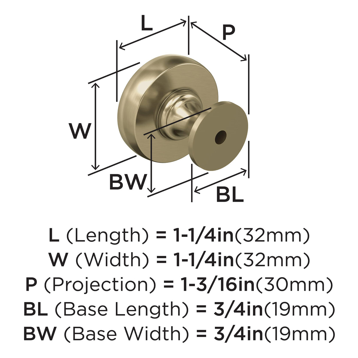 Amerock Cabinet Knob |Golden Champagne 1-1/4 in (32 mm) Diameter Drawer Knob Winsome Kitchen and Bath Hardware Furniture Hardware