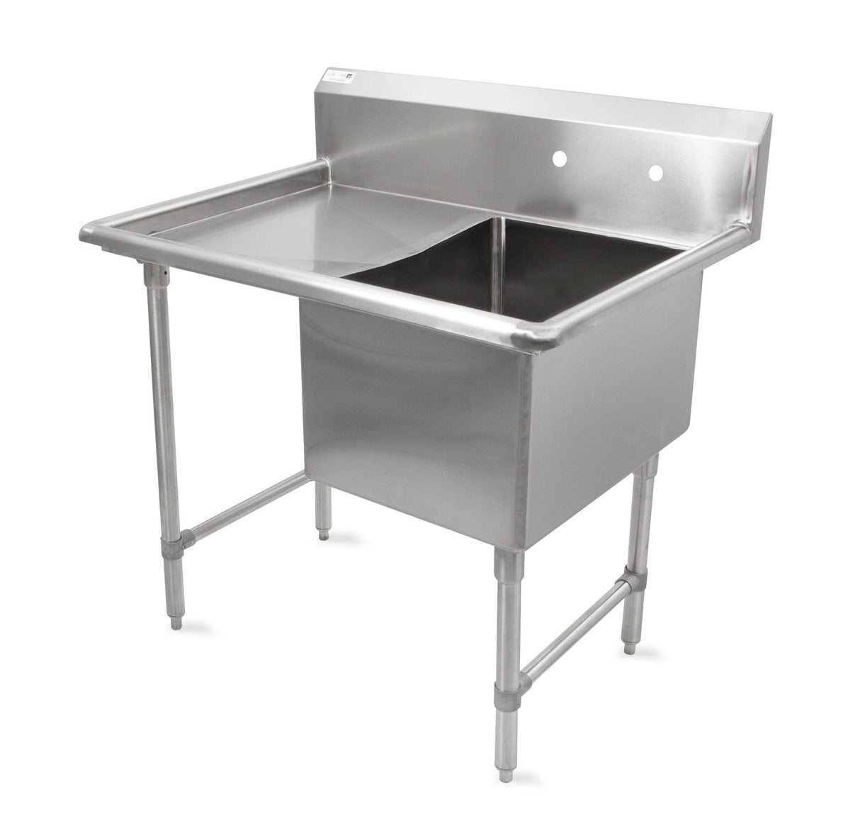 John Boos 1B18244-1D24L B Series Stainless Steel Sink, 14" Deep Bowl, 1 Compartment, 24" Left Hand Side Drainboard, 46" Length x 29-1/2" Width