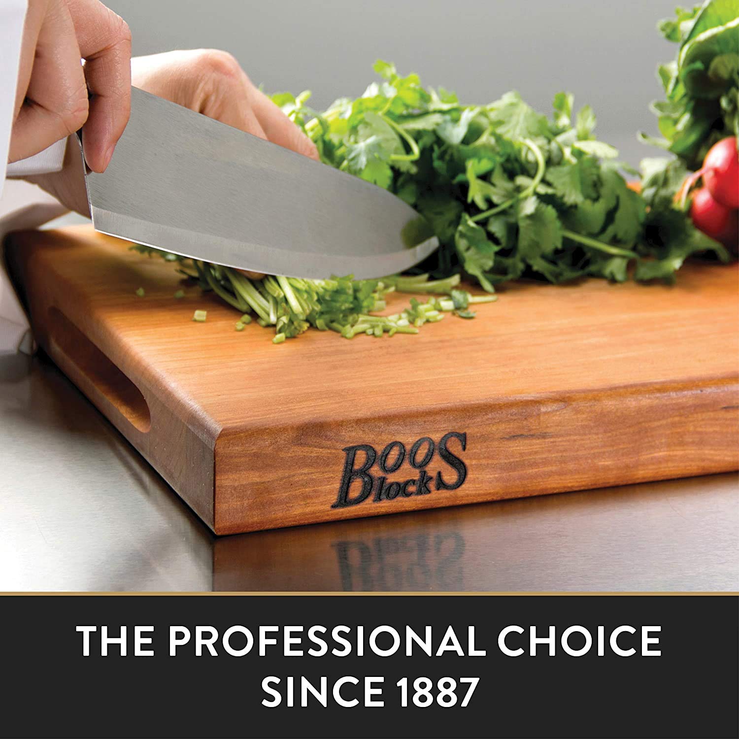 John Boos CHY-R03 Cherry Wood Cutting Board for Kitchen Prep, 1.5 Inch Thick, Large Edge Grain Rectangular Reversible Charcuterie Block, 20" x 15" 1.5" 20X15X1.5 CHY-EDGE GR-REV-