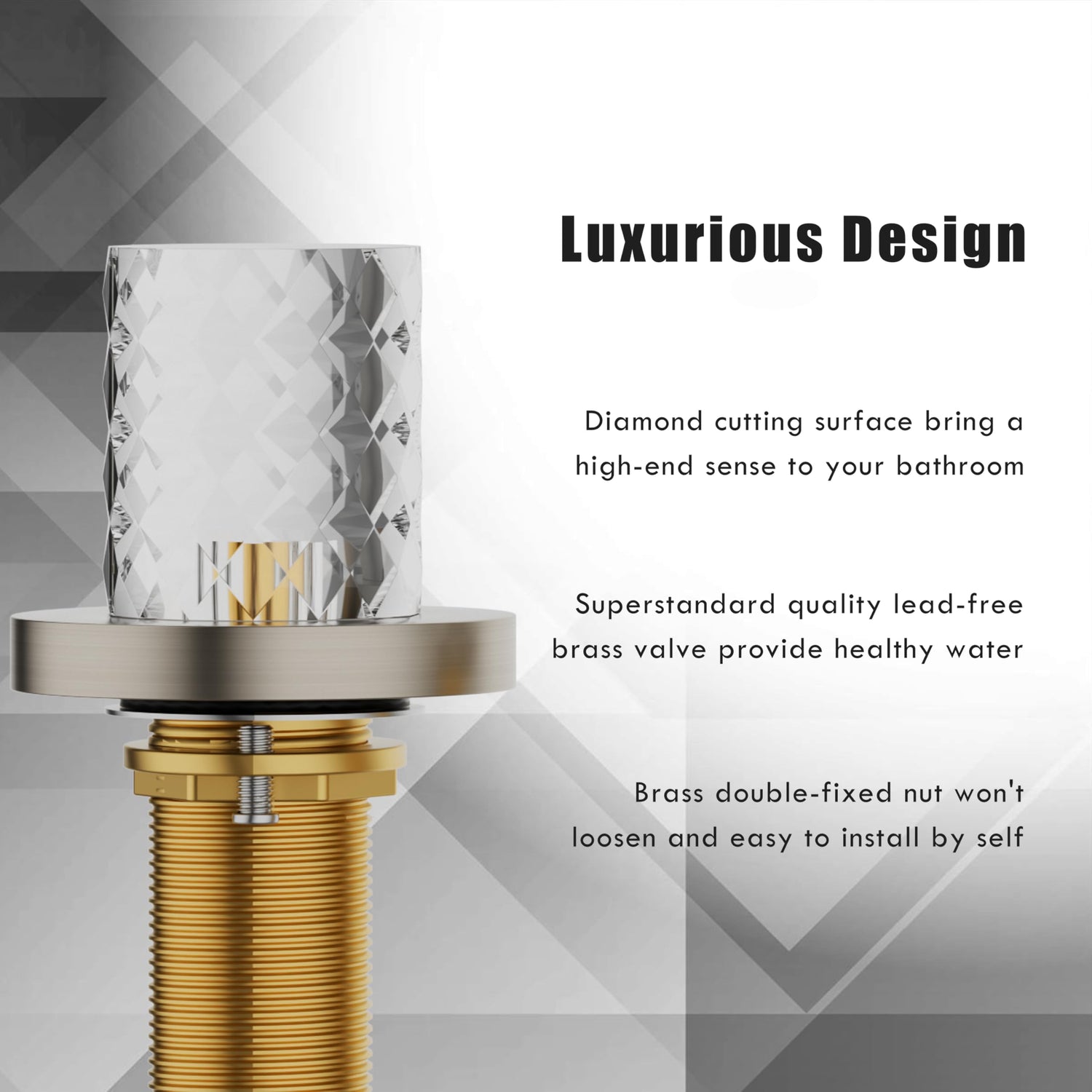Bathroom Sink Faucet 3 Hole, 8 Inch Widespread Bathroom Faucets, Sink Faucet Brushed Nickel with Pop-up Drain & Hose