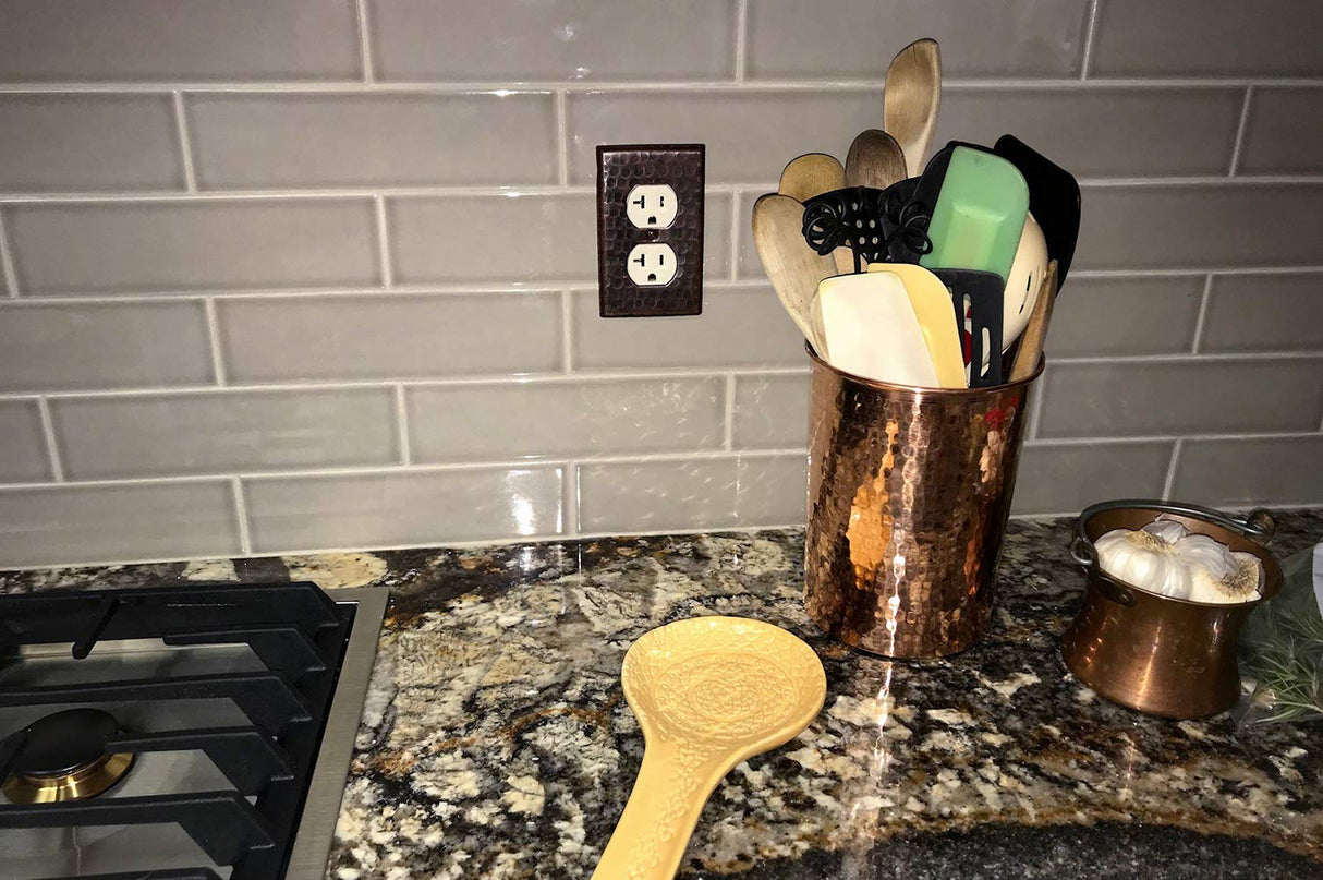 Premier Copper Products SO2 Copper Switch Plate Single Duplex with Two Hole Outlet Cover, Oil Rubbed Bronze