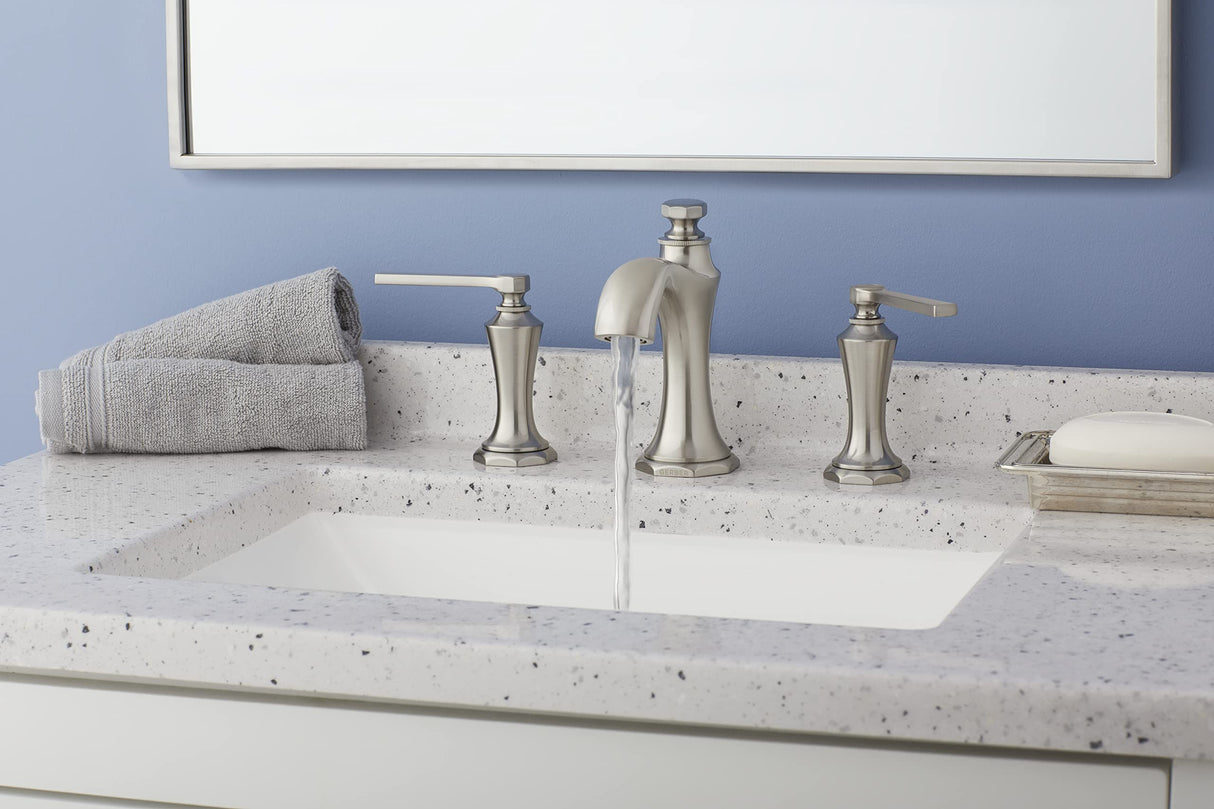 Gerber D304128BN Brushed Nickel Draper Two Handle Widespread Lavatory Faucet