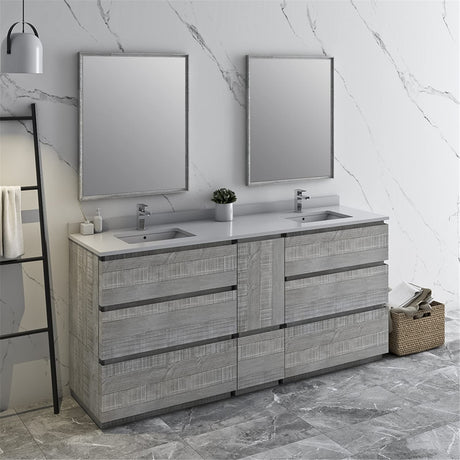 Fresca FVN31-301230ASH-FC Fresca Formosa 72" Floor Standing Double Sink Modern Bathroom Vanity w/ Mirrors in Ash
