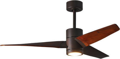 Matthews Fan SJ-TB-WN-52 Super Janet three-blade ceiling fan in Textured Bronze finish with 52” solid walnut tone blades and dimmable LED light kit 
