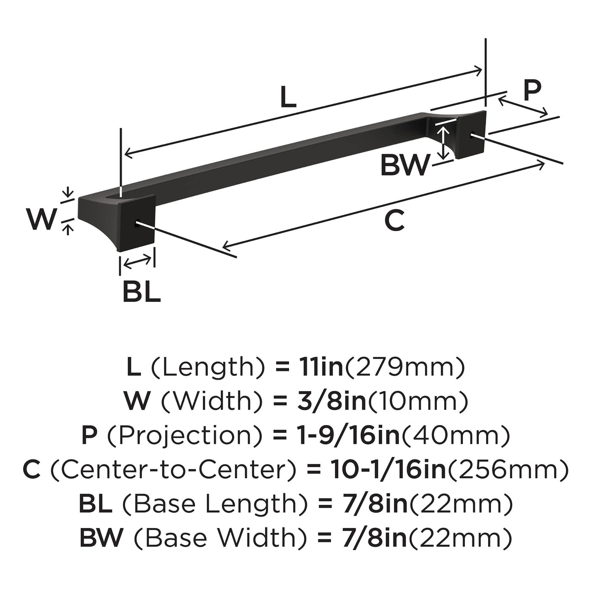 Amerock BP53536BBR Black Bronze Cabinet Pull 10-1/16 in (256 mm) Center-to-Center Cabinet Handle Mulholland Drawer Pull Kitchen Cabinet Handle Furniture Hardware