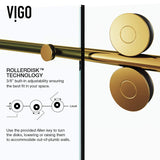 VIGO 46"W x 74"H Winslow Frameless Sliding Rectangle Shower Enclosure with Clear Tempered Glass, Reversible Door Handle and Stainless Steel Hardware in Matte Brushed Gold-VG6051MGCL48