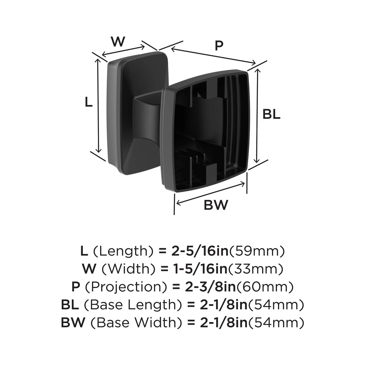 Amerock BH36030MB Matte Black Single Robe Hook 2-1/8 in. (54 mm) Length Towel Holder Revitalize Towel Hook for Bathroom Bathroom Hardware Bath Accessories
