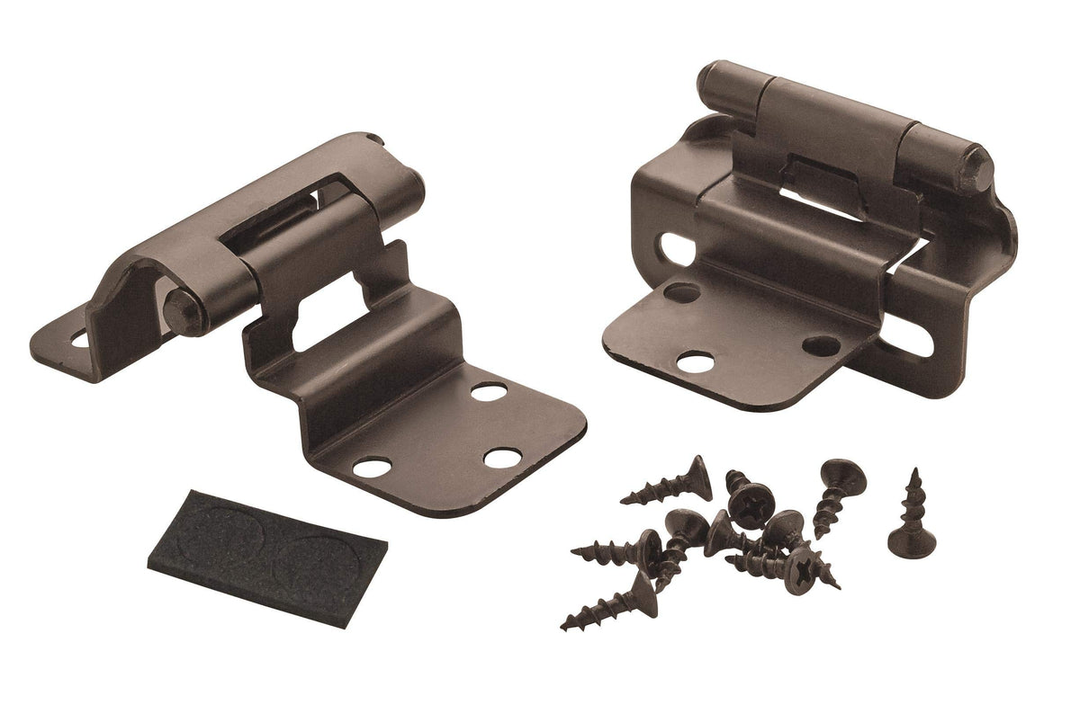 Amerock Cabinet Hinge 3/8 inch (10 mm) Inset Hinge Oil Rubbed Bronze 2 Pack Self-Closing Hinge Partial Wrap Hinge Cabinet Door Hinge