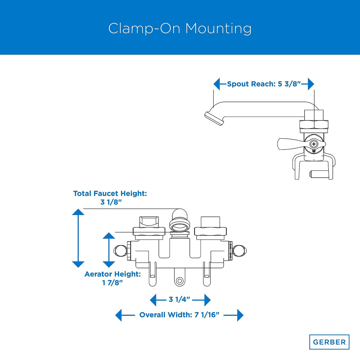 Gerber G0049535 Rough Brass Classics Two Handle Clamp On Laundry Faucet W/ I...