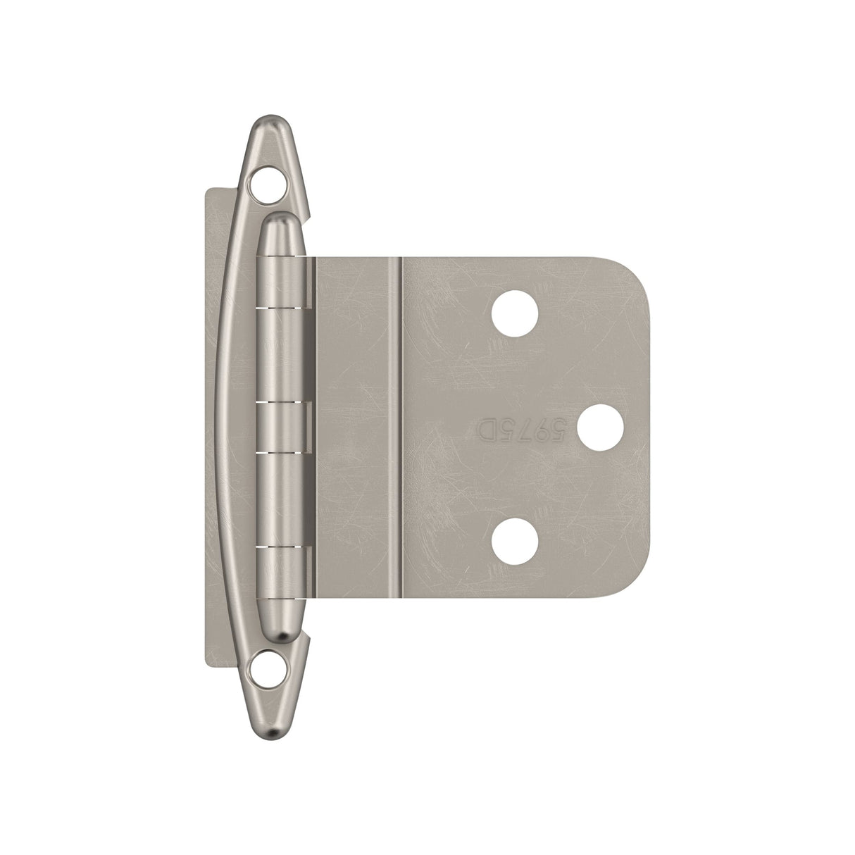 Amerock Cabinet Hinge 3/8 inch (10 mm) Inset Hinge Satin Nickel 2 Pack Non Self-Closing Hinge Face Mount Hinge Cabinet Door Hinge, 2.75 x 2 x 0.69 inches