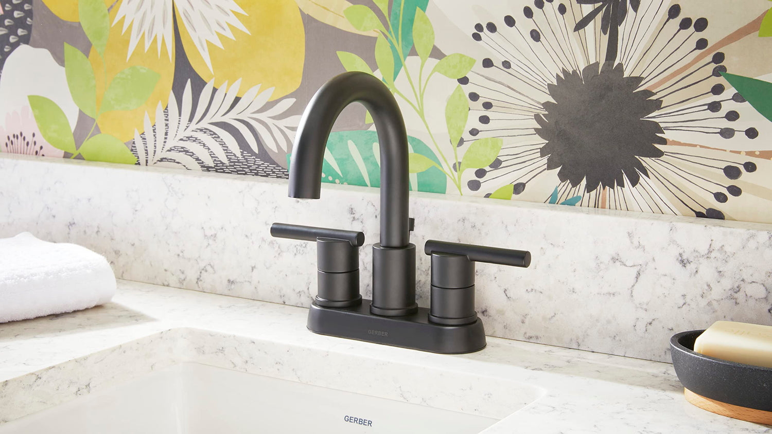 Gerber D307158BS Parma Two Handle Centerset Bathroom Faucet With Metal Pop-up DRA...