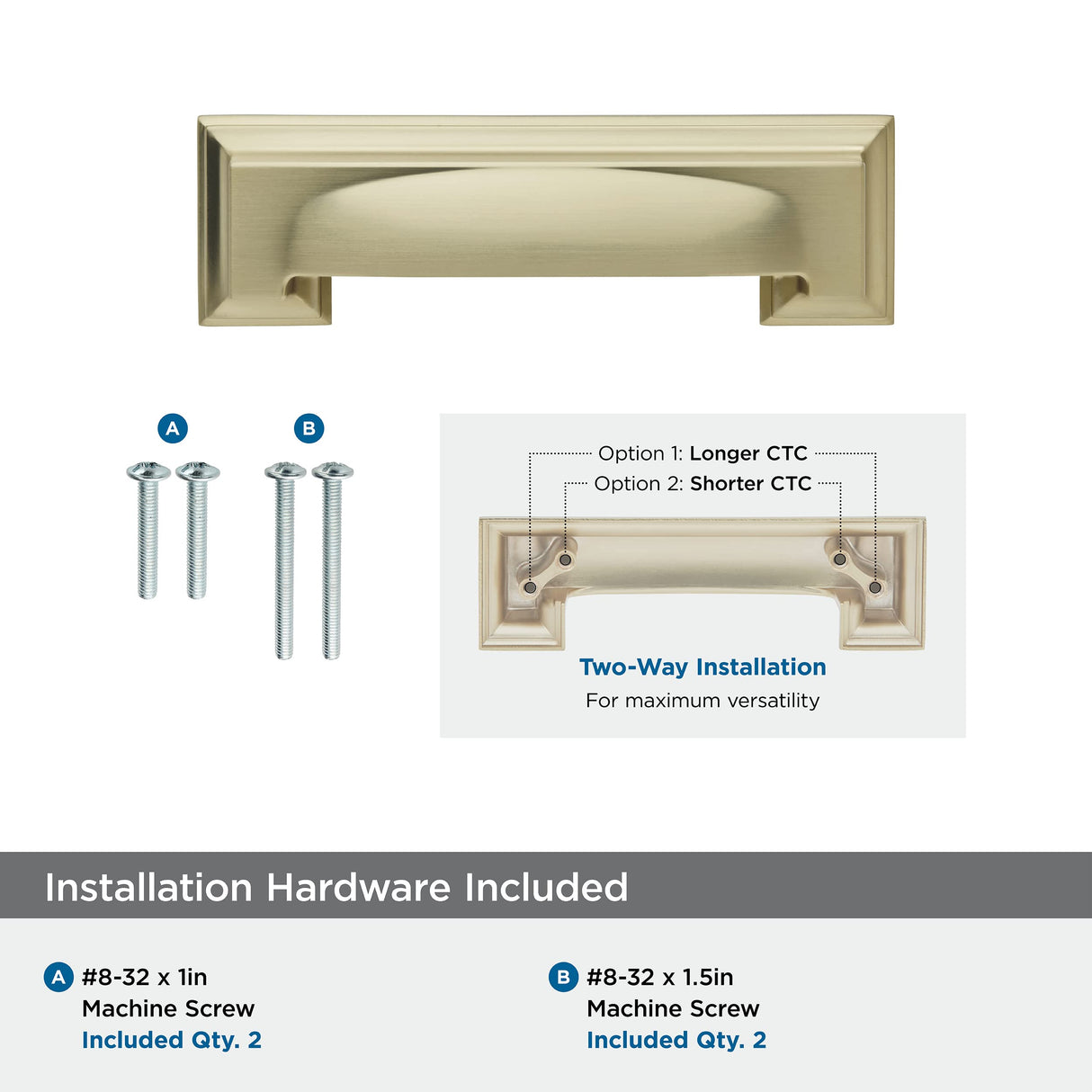 Amerock Cabinet Cup Pull Golden Champagne 3 inch & 3-3/4 inch (76mm & 96 mm) Center to Center Appoint 1 Pack Drawer Pull Drawer Handle Cabinet Hardware