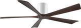 Matthews Fan IR5H-WH-WA-60 Irene-5H five-blade flush mount paddle fan in Gloss White finish with 60” solid walnut tone blades. 