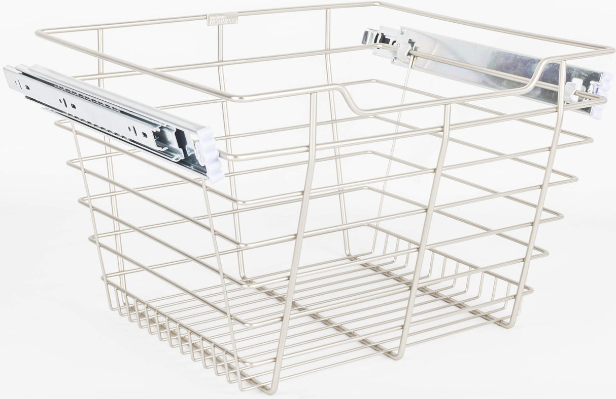 Hardware Resources POB1-161711SN Satin Nickel Closet Pullout Basket with Slides 16"D x 17"W x 11"H