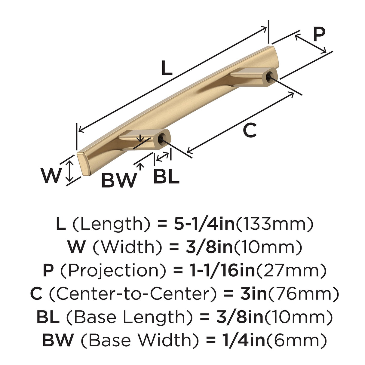 Amerock BP26201CZ Champagne Bronze Cabinet Pull 3 inch (76mm) Center-to-Center Cabinet Hardware Cyprus Furniture Hardware Drawer Pull