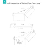 PULSE Showerspas 4007-SSB ErgoAngleBar with Optional Toilet Paper Holder, ADA Compliant Steel Grab Bar, Brushed Stainless