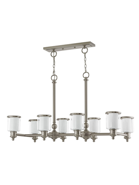 Livex Lighting 40208-91 Transitional Eight Light Linear Chandelier from Middlebush Collection in Pwt, Nckl, B/S, Slvr. Finish, 41.75 inches, 24.50x41.75x20.00, Brushed Nickel