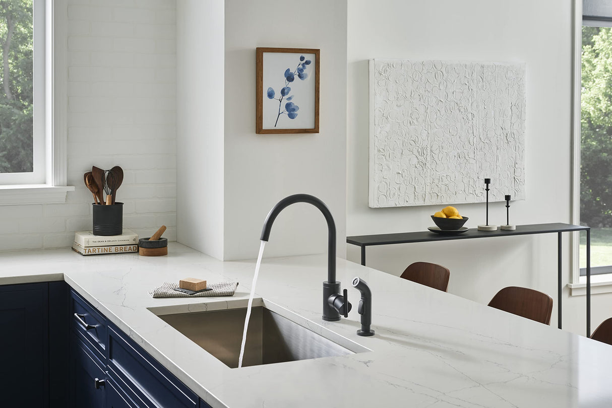 Gerber D401058BS Parma Single Handle Kitchen Faucet - Satin Black