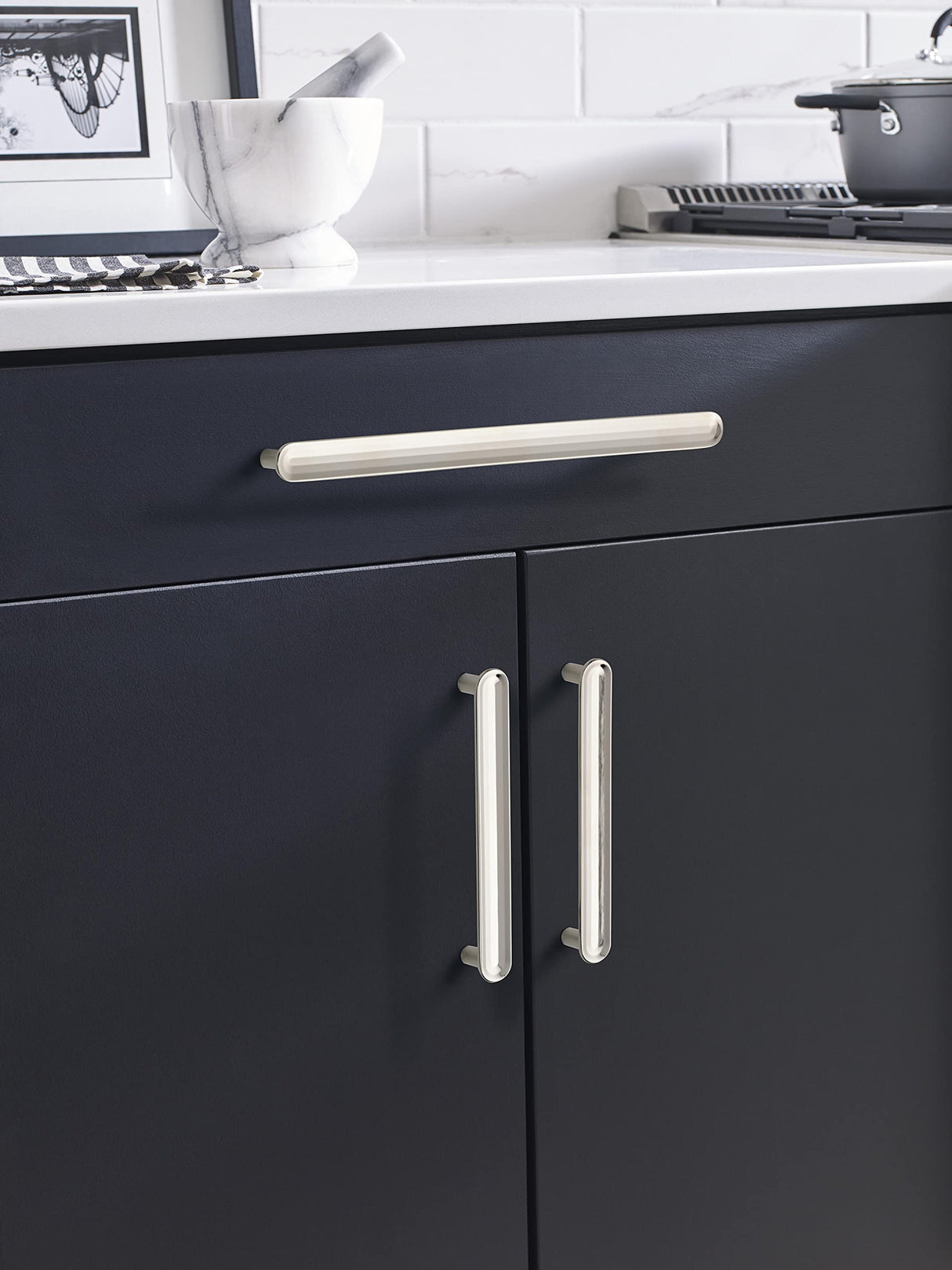 Amerock Cabinet Pull Polished Nickel 10-1/16 inch (256 mm) Center to Center Concentric 1 Pack Drawer Pull Drawer Handle Cabinet Hardware