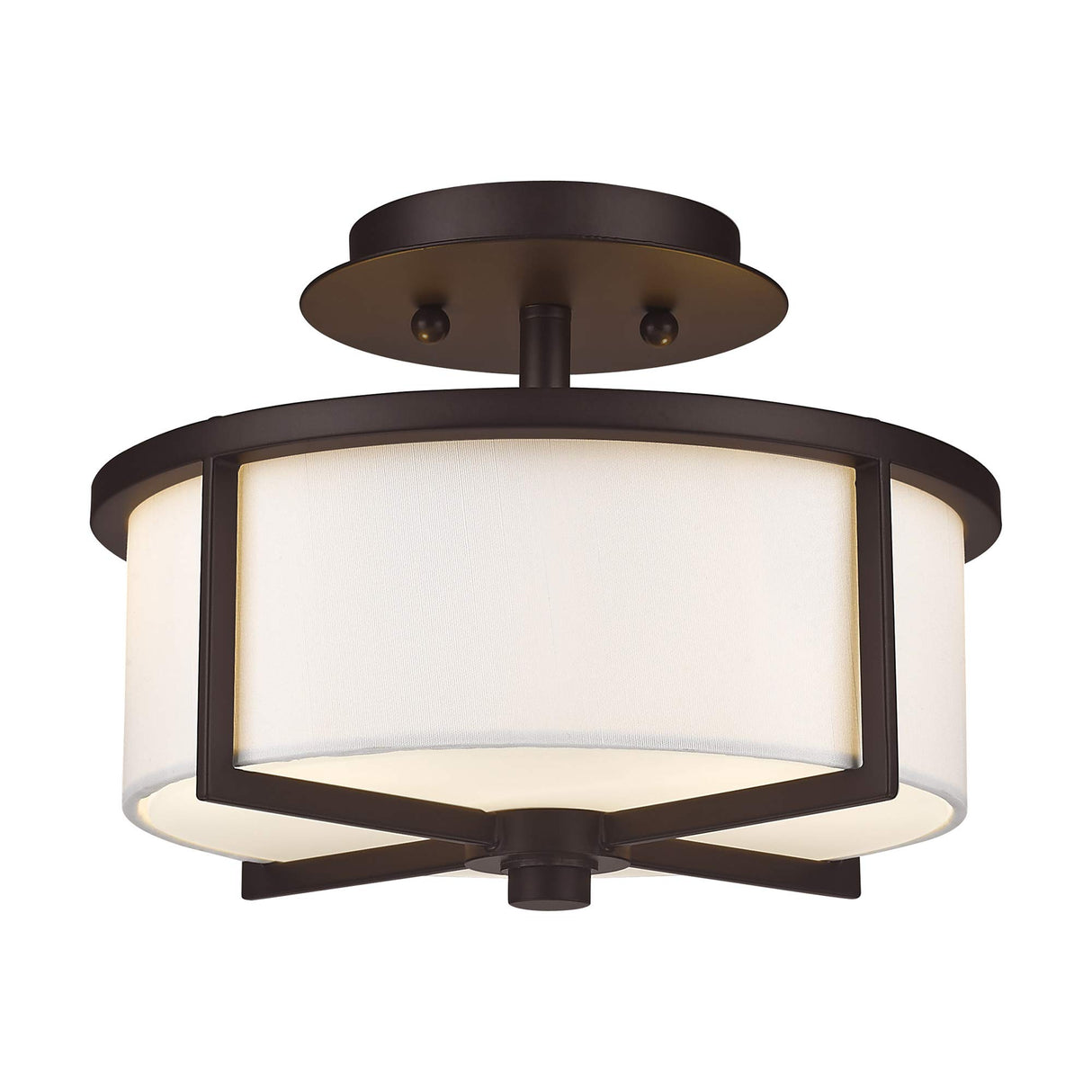 Livex Lighting 51072-07 Transitional Two Light Ceiling Mount from Wesley Collection in Bronze/Dark Finish