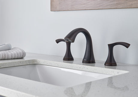 Gerber D304022BR Antioch Two Handle Mini-Widespread Lavatory Faucet, Tumbled Bronze