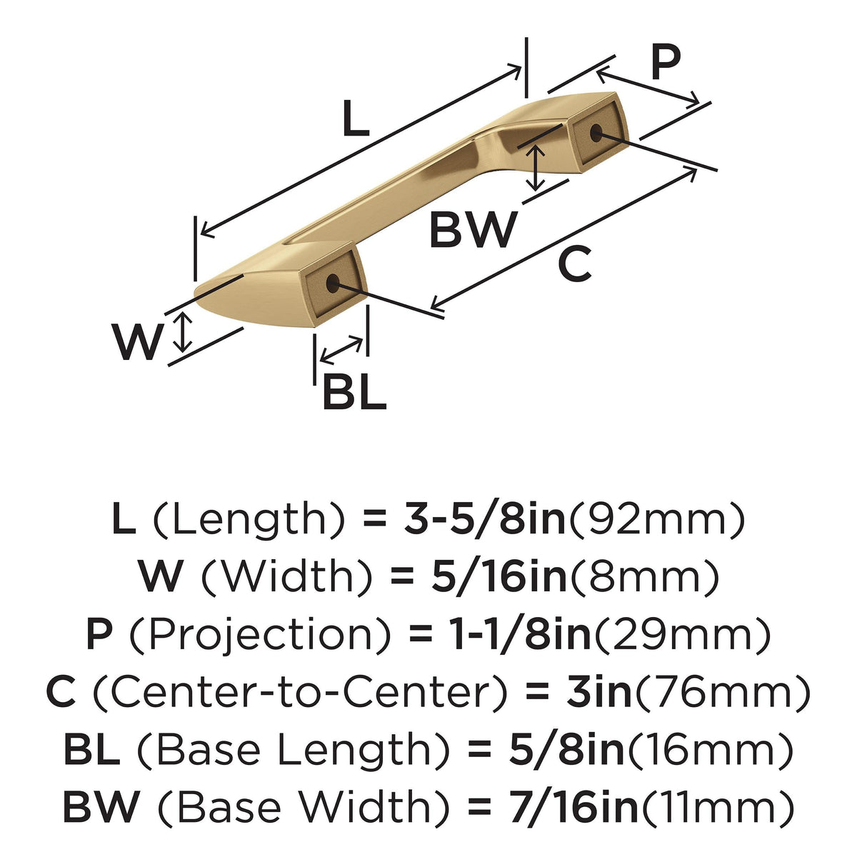 Amerock Cabinet Pull Champagne Bronze 3 in (76 mm) Center-to-Center Drawer Pull Riva Kitchen and Bath Hardware Furniture Hardware