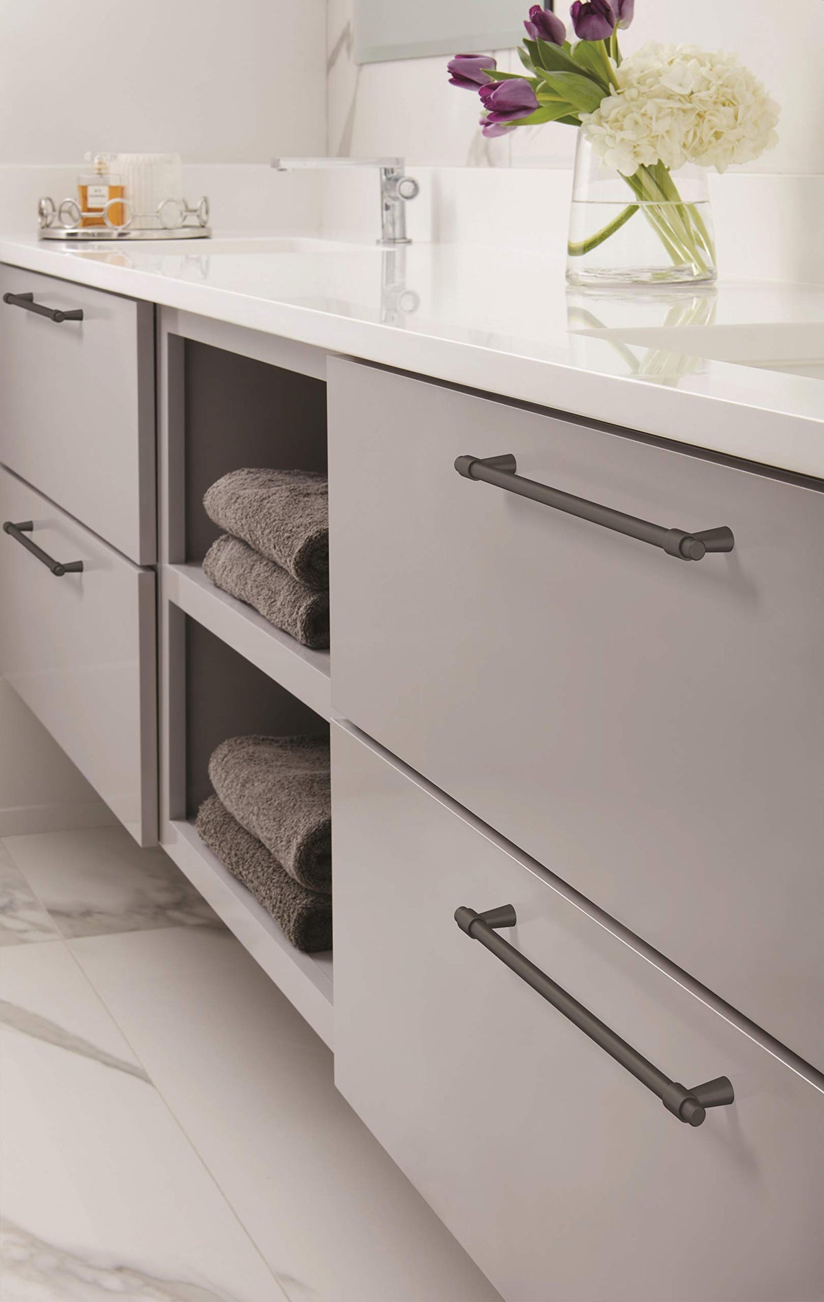 Amerock Cabinet Pull Matte Black 8-13/16 inch (224 mm) Center-to-Center Destine 1 Pack Drawer Pull Cabinet Handle Cabinet Hardware