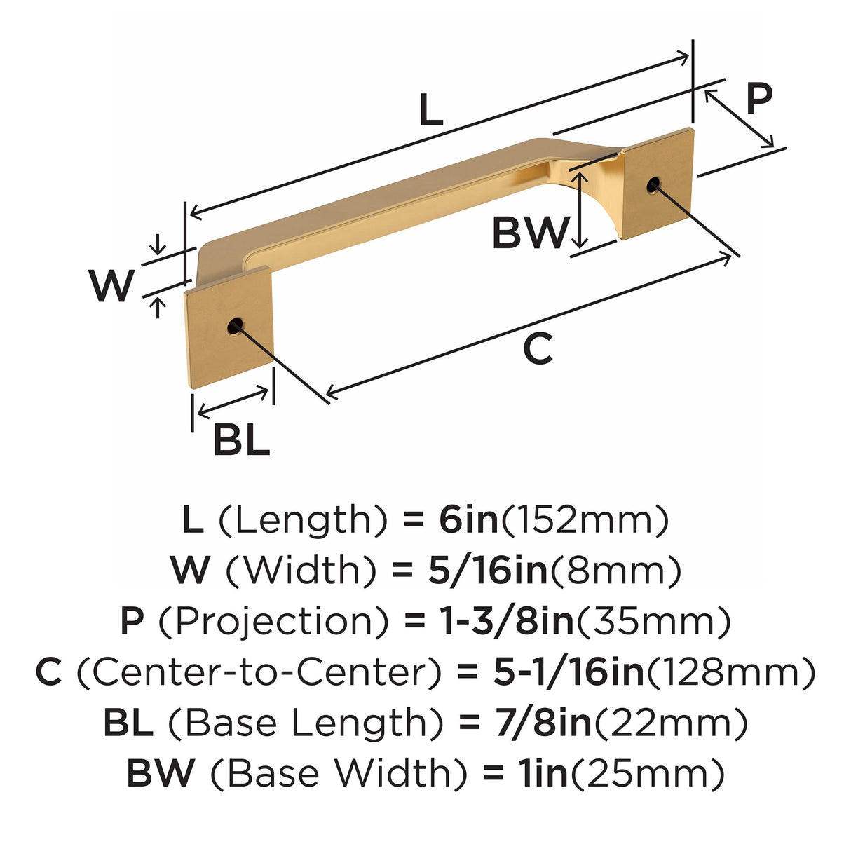 Amerock Cabinet Pull Champagne Bronze 5-1/16 inch (128 mm) Center-to-Center Exceed 1 Pack Drawer Pull Cabinet Handle Cabinet Hardware