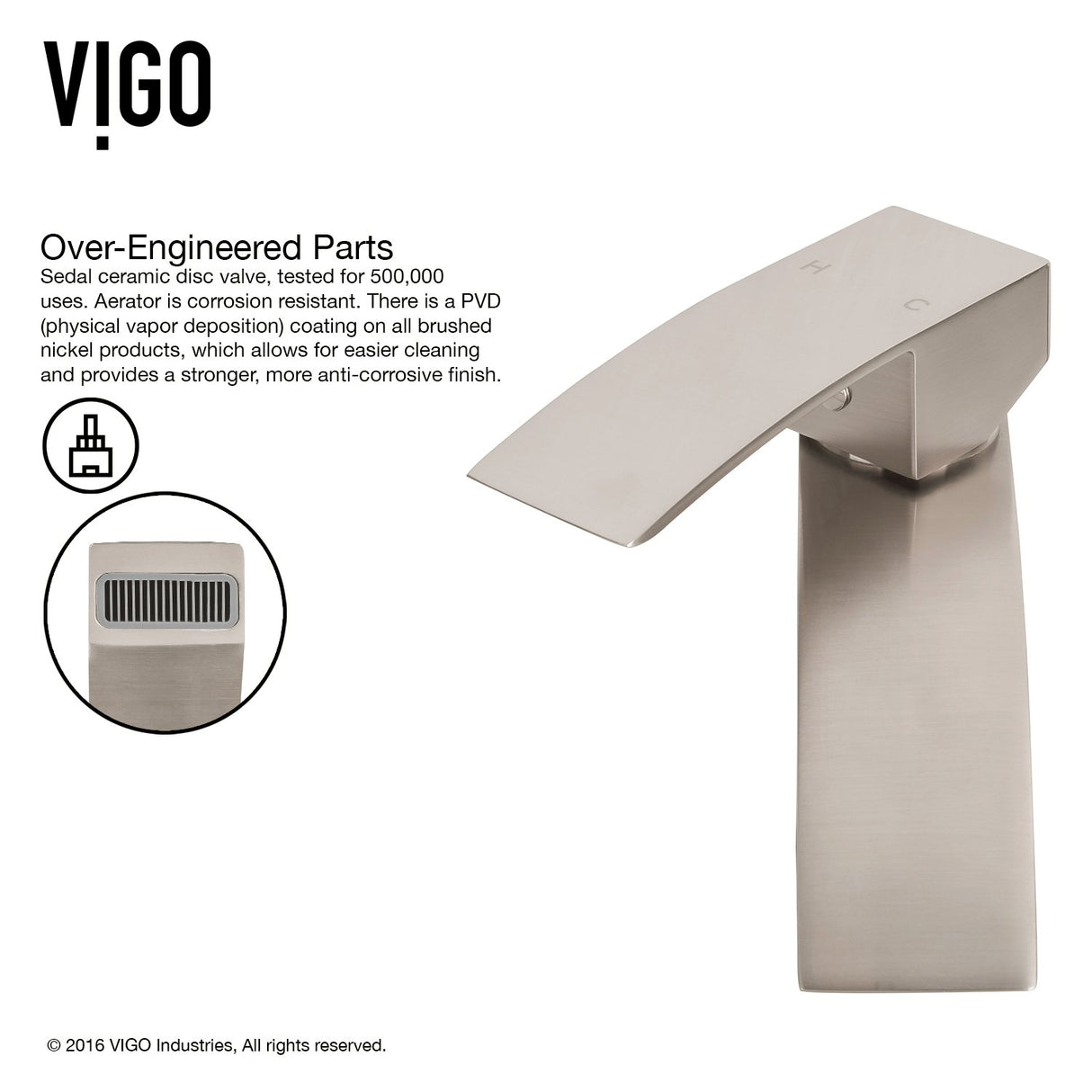 VIGO Duris 12 inch H Single Hole Single Handle Bathroom Faucet in Brushed Nickel - Vessel Sink Faucet VG03007BN