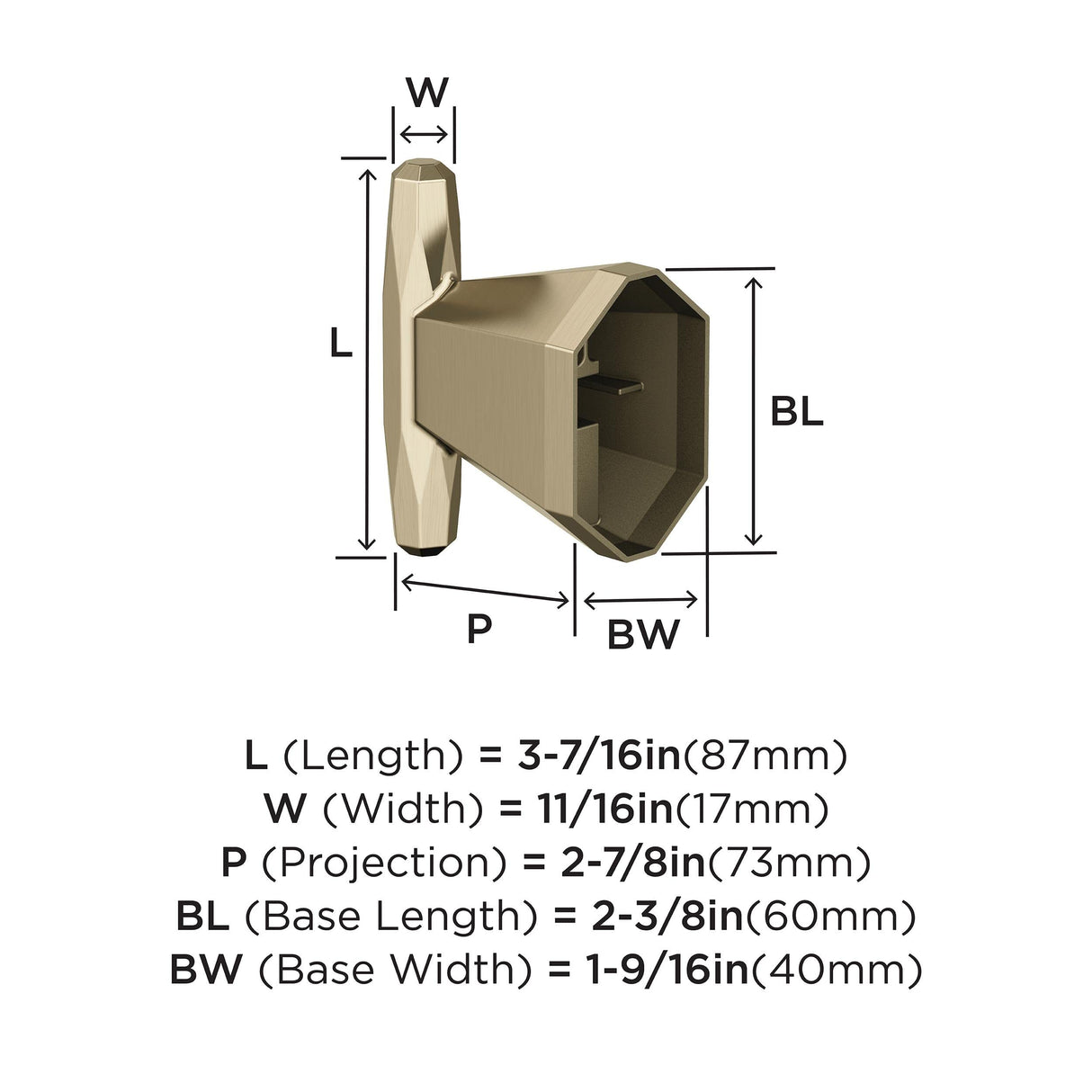 Amerock BH36040BBZ Golden Champagne Single Robe Hook 3-7/16 in. (87 mm) Length Towel Holder St. Vincent Towel Hook for Bathroom Bathroom Hardware Bath Accessories