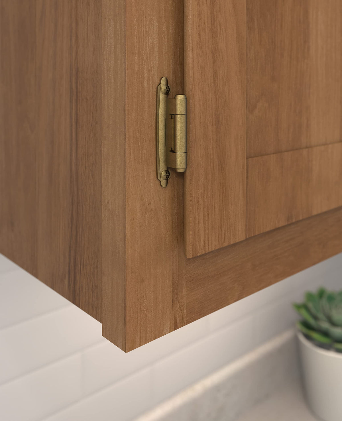 Amerock Cabinet Hinge Variable Overlay Hinge with Reverse Bevel Burnished Brass 2 Pack Self-Closing Hinge Cabinet Door Hinge