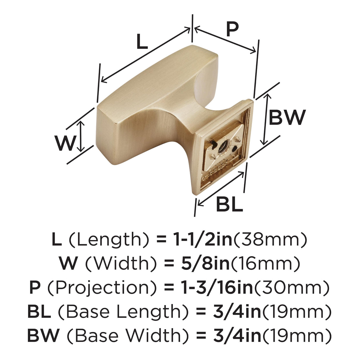 Amerock Cabinet Knob Champagne Bronze 1-1/2 inch (38 mm) Length Mulholland 1 Pack Drawer Knob Cabinet Hardware