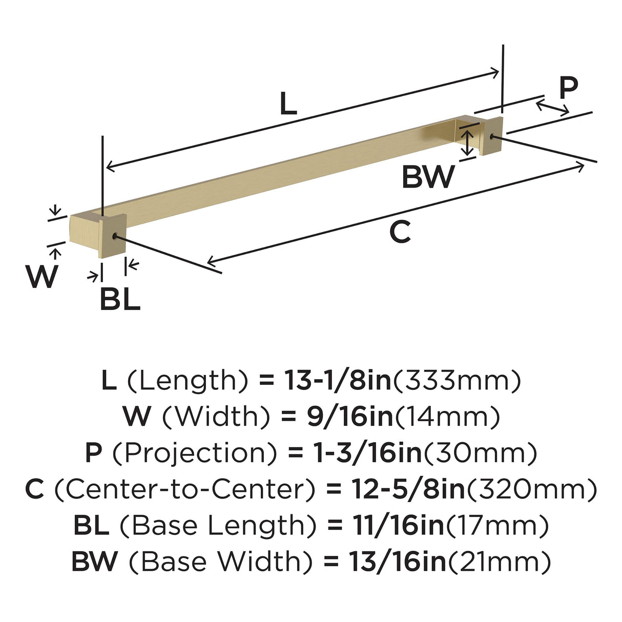 Amerock BP37362BBZ Golden Champagne Cabinet Pull 12-5/8 in (320 mm) Center-to-Center Cabinet Handle Appoint Drawer Pull Kitchen Cabinet Handle Furniture Hardware